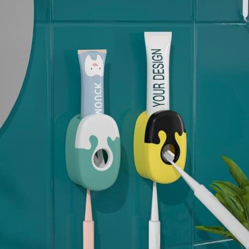 Automatic Toothpaste Dispenser Wall Mount Dust-proof Toothbrush Holder Wall Mount Storage Rack Bathroom Accessories Set Squeezer