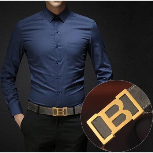 B letter Classic High Quality Men' Belt men Top cow genuine leather steel buckle Blue Green luxury famous brand Waist Strap