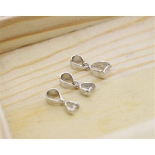 Free shipping 100PCS SizeS/M/L 925 Sterling Silver Findings Bail Connector Bale Pinch Clasp 925 Silver Pendant Fittings Bail
