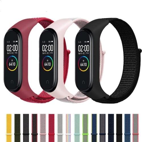 Bracelet for mi band 5 6 Strap Nylon Sport loop smart watch Belt pulsera correa Miband 5 Wristband for xiaomi Mi band 4 3 strap