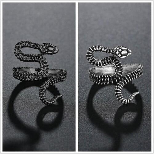 Charm Snake Finger Ring For Women Men Vintage Opening Cool Knuckle Party Rings Punk Jewelry Girls Female Gift