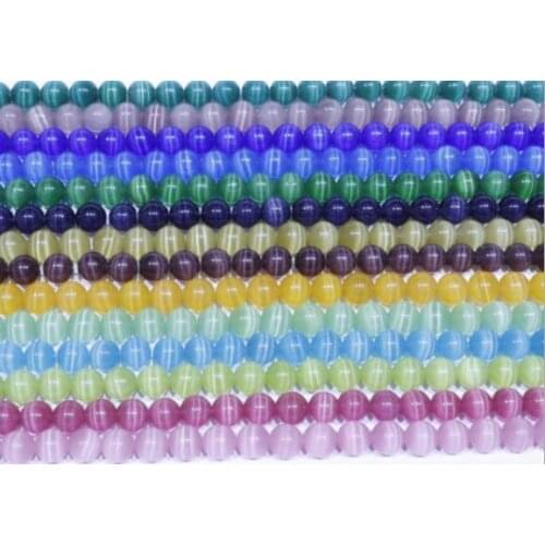 Cat Eye Beads 4/6/8/10/12MM Natural Glass String Loose Space Beads Opal DIY Charm Beads for Jewelry Making Bracelet fy5sv