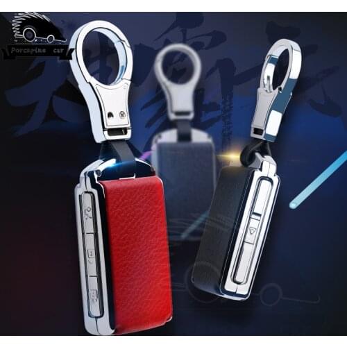 Car Key Cover Genuine Leather Galvanized Alloy For Volvo XC40 XC60 S90 XC90 V90 2017 2018 Car Styling car key case