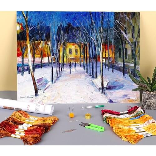 Clean Snow Printed Water-Soluble Canvas 11CT Cross Stitch DIY Embroidery Complete Kit DMC Threads Handiwork Jewelry