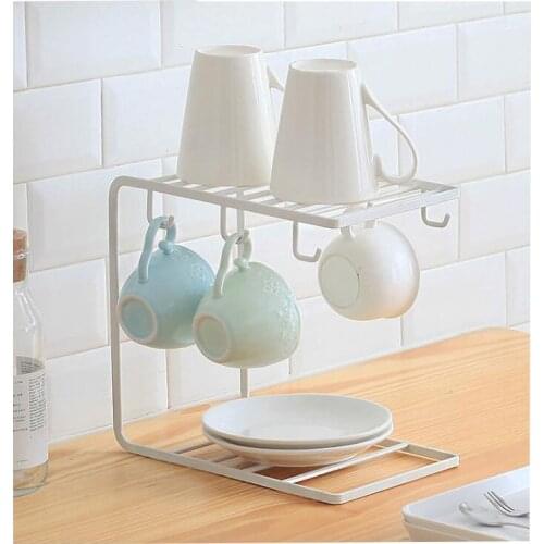 European style six claw Coffee Tea Cup display stand rack Kitchen Mug Hanging holder Rack dripping water cup rack free shipping