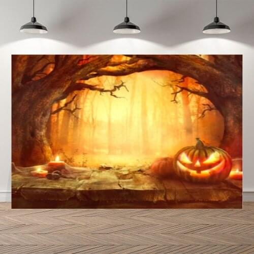 Seekpro Spooky Halloween Party Forest Fairy Pumpkin Skull Photography Background Photographic Backdrop For Photo Studio Shoot