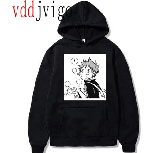 Hot Japanese Anime Haikyuu Hoodies Men Funny Karasuno Fly High Graphic Streetwear Winter Warm Fashion Unisex Sweatshirts Male