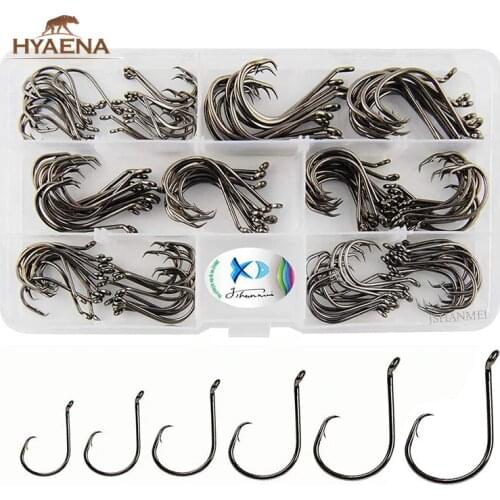 Hyaena 150pcs/box Circle Hooks 2X Strong Customized Offset Sport Circle Hooks High Carbon Steel Octopus Fishing Hooks Size:1-5/0