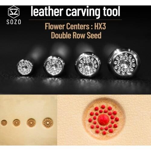 SOZO HX3 Carving-Tool Flower Centers Double Row Offset Seed Stamping-Print Leather Embossing Stamps By 304 Stainless Steel