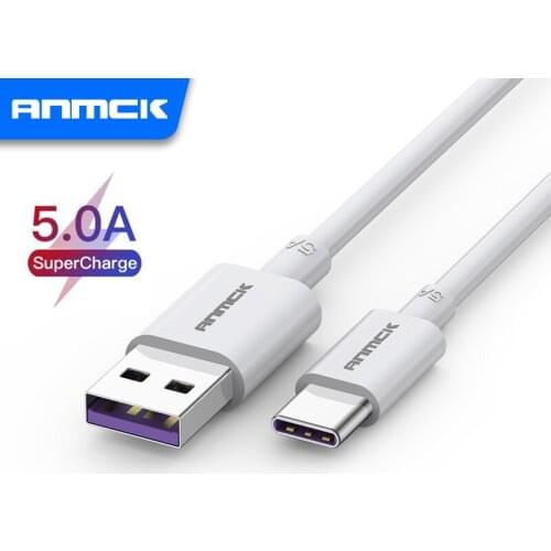 Anmck 5A USB Type C Cable Fast Charge Mobile Phone Charging Wire White Cable For huawei P20 Mate 10 USB C Data Cable 1m 2m 3m