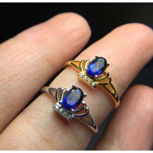 Natural Tanzanite Topaz Ring 925 Silver Inlaid Female Crown Shape Color Jewelry Anillos Mujer Anelli Donna