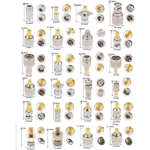 24 UHF Adapter Kits UHF To SMA/BNC/MCX/FME/F/TNC/Mini UHF RF Coaxial Adapter Male Female Coax UHF Radios Adapter Connector Kit