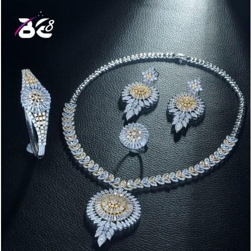 Be 8 Luxury Big Wedding Jewelry Set Pave Cubic Zirconia Water Drop Heavy Dinner Bridal Necklace CZ Dancing Jewelry Set S316