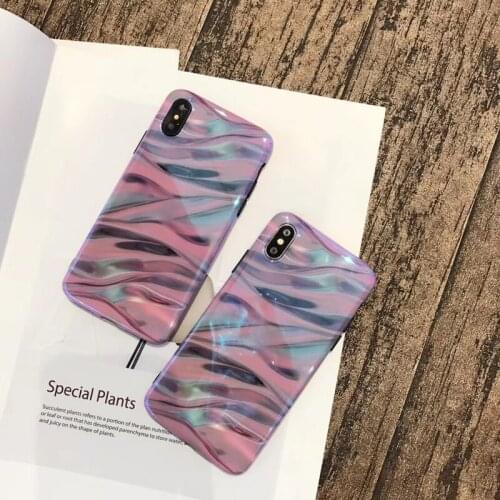 Beauty Purple Wave Lines Soft Phone Case For iphone8plus 7 7plus X Blue Ray Cover For iphone6 6s 6plus