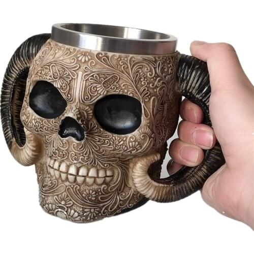 Claw Skull Beer Mugs Resin Stainless Steel Coffee Tea Water Cups Tankard Creative Drinkware
