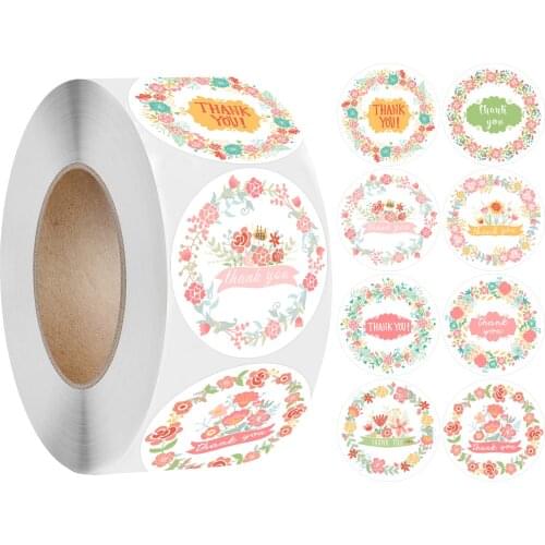 500pcs Thank You Stickers Flower Self-adhesive Thank You Labels For Wedding, Small Business, Bakeries, Handmade Goods,Birthdays
