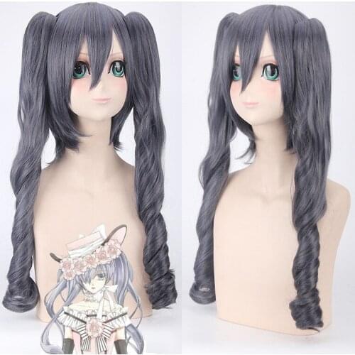 Cosplay Wig Gray And Blue Mixed Silk Cos Split Wig Black Butler Shire Womens Clothing Cos High Temperature Anime Wig