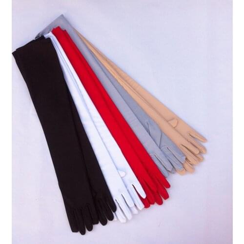 New High-Elastic Mercerized Cotton Lengthen Sunscreen Gloves Summer Long Design Anti-Uv Gloves Long Gloves Red Black White