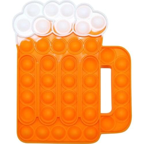 Beer Mug Silicone Push Bubble Fingertip Toys Anti Stress Fidget Toys Reliever Squeeze Games for Adults Children Sensory Toys