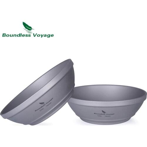 Boundless Voyage Titanium Double-Wall Bowl Outdoor Camping Hiking Ultrlight Portable Cookware Tableware 300ml