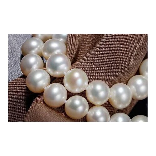 Superb GENUINE 18"9-10mm natural South Sea White Pearl Necklace 925silver