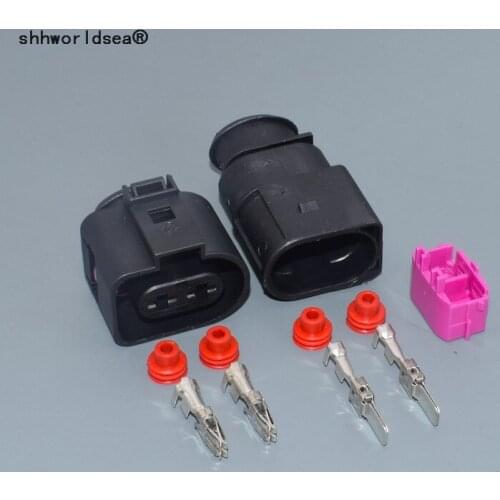 Shhworldsea 2 Pin 1J0 973 752 / 1J0973752 6.3mm Auto Fuel Injection Connector Fan Socket For VW Toyota Honda Hyundai Elantra