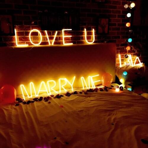 USB/Battery Operated 22CM 26 Letters Number LED Neon Sign Night Light DIY Hanging Wall Lamp For Bedroom Wedding Birthday Decor