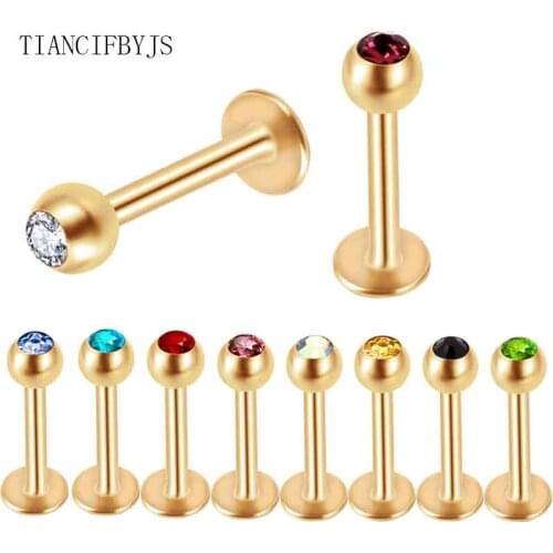 TIANCIFBYJS 10pcs Labret Ring Lip Rings Surgical Steel Ear Cartiliage Piercing Stud 8mm Bars Gold Black Tragus Earring Body