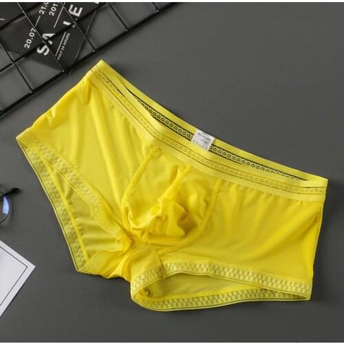 8 Color Summer Ice Silk Men Underwear Seamless Male Transparent Boxer Short Ultra-thin Breathable Comfortable Panties Underpants