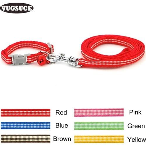 VUGSUCE Lattice Pet Dog Collar Leash Set for Chihuahua Puppy Nylon Adjustable Dog Necklace Rope Lead for Small Dogs Pet Products
