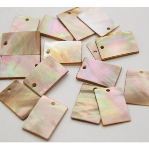 High Quality New ) 12x18MM Rectangular 100% Pure Natural Yellow Shell Jewelry Loose Beads Charms Diy Making Findings