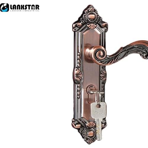 Factory Supply Red Bronze Color Antique Style Zinc Alloy Handle Lock Mute Lockset Indoor Silent Consultation Room Door Locks