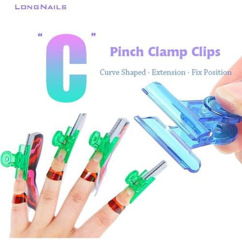 “C” Curve-Shape Nail Pinch Clips Form 31*31*23mm Clear Acrylic/Gel Tips Extension Clamps Pinch Tool C-curve Nails FormClips 5pcs