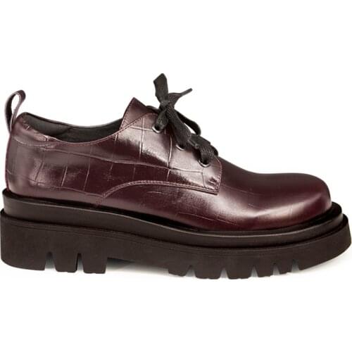 MISS VIRA Platform Shoes Women Genuine Cow Leather British Style Round Toe Non-slip Womens Flat Shoes