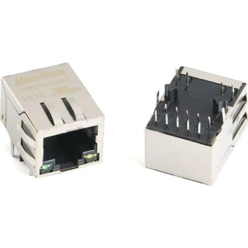 1PC HR911130C Single Port RJ45 socket 100Base-T WiFi network connector with LED shrapnel