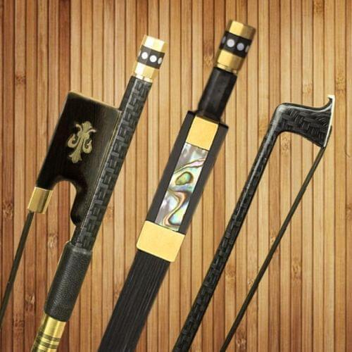1 PC Strong Professional plaid Carbon fiber violin bow 4/4,good balance,nataul black Horsehair round stick free shipping