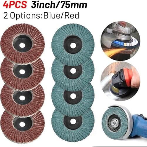 4pcs Flat Flap Discs 75mm 3 Inch Sanding Discs 80 Grit Grinding Wheels Blades Wood Cutting For Angle Grinder