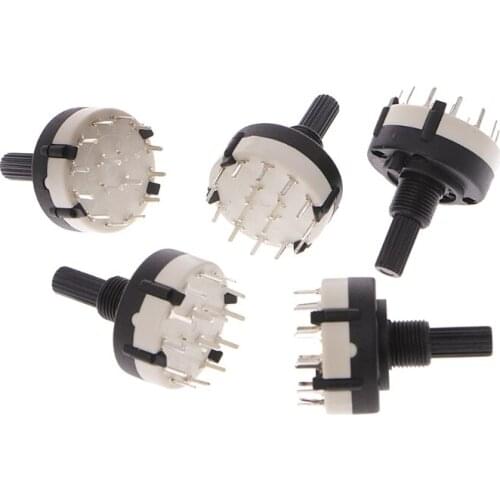 High quality 2019 New 5 Pcs 4P3T 4 Pole 3 Position 6mm Shaft Diameter Band Selector Rotary Switch