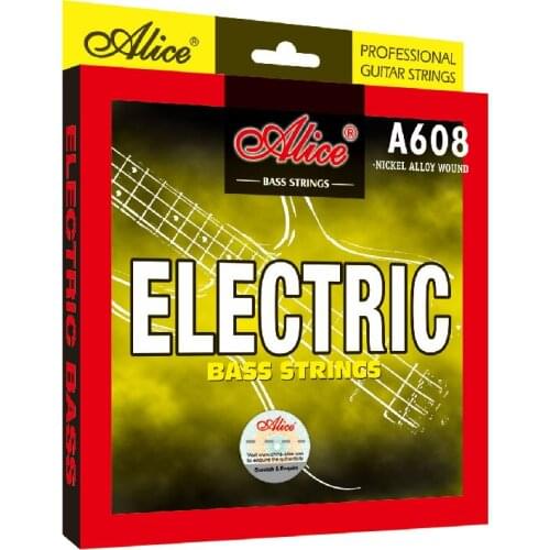 6 Sets Alice A608(4)-L Hexagonal Core Nickel Alloy Wound Electric Bass 4 Strings (.040 .060 .075 .095) inch