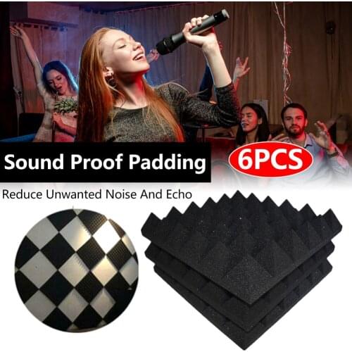 6PCS 300x300x50mm Studio Acoustic Foam Soundproof 36 Pyramid Absorption Treatment Panel Tile Protective Sound Proof Sponge