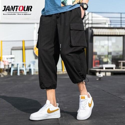Jantour Harem Pants Men Streetwear Baggy Loose Pants 4XL Plus Size Mens Ankle length Big Pocket Trousers Joggers Sweatpants