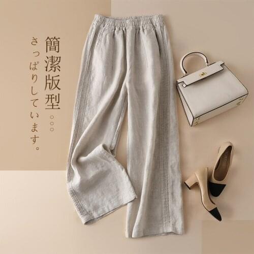 8610b pants womens loose new spring cotton hemp wide leg pants casual pants show thin linen big leg pants mop pants
