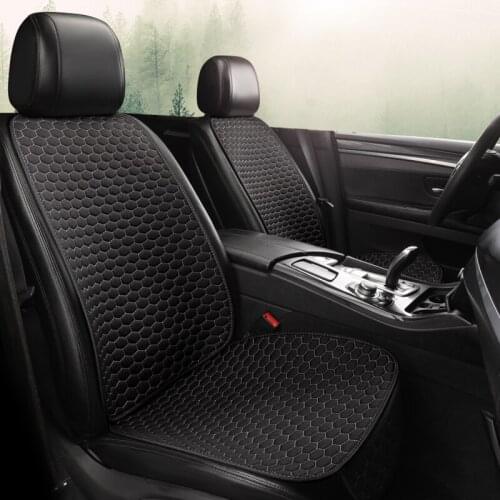 Car Seat Cover Front Flax Seat Protect Cushion With Backrest Pocket Automobile Seat Protector Pad Car Cover Mat Protect
