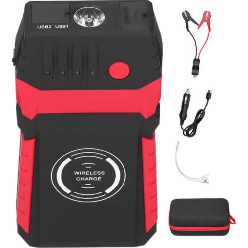 DC12V Car Jump Starter Box Wireless Charging Portable Battery Booster Pack with LED Headlight EVA Bag Auto Accessories