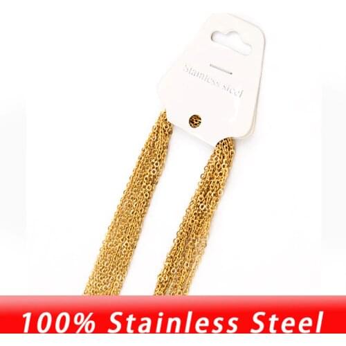 2mm/1.5mm Stainless Steel Gold/Silver Color Rolo Links Chain Bulk Long Necklace Chaine Acier Inoxydable Fabrication Bijoux 10pcs