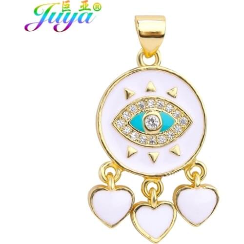 Juya DIY Enamel Lucky Heart Star Greek Evil Eye Charms For Fashion Turkish Eye Pendant Jewelry Accessories Supplies