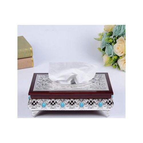 European luxurious wooden napkin box with hollow design metal napkin holder paper napkin holder fornovelty toilet paperZJH043