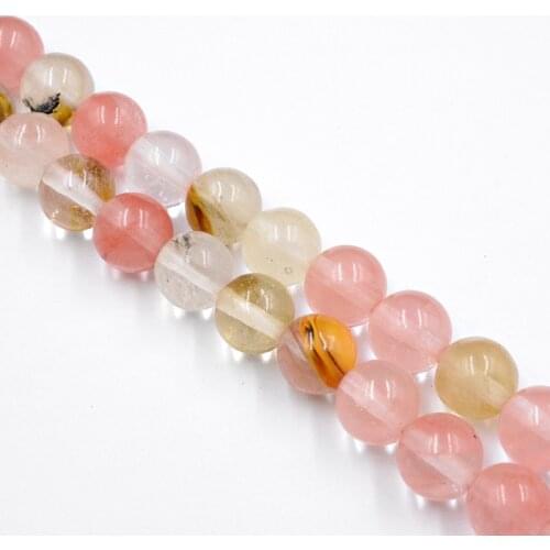 Natural Stone Smooth Cherry Quartz Beads 4-12mm Wholesale Loose Beads for Charms Jewelry Making Accessories DIY Free Shipping