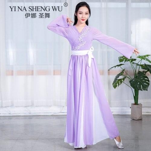 Classical Dance Gauze Costume New Summer Chinese Style Embroidery Large Swing Skirt Modern Dance Costume Suit Practice Clothes