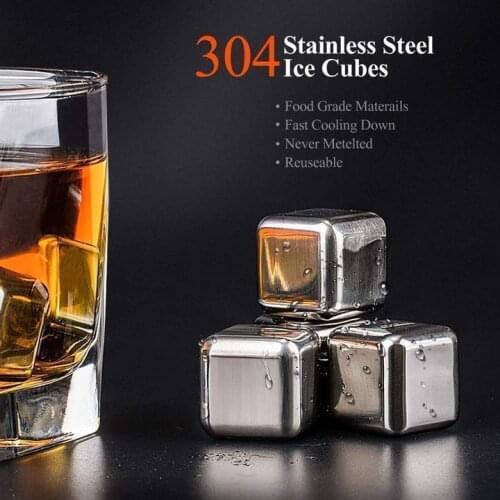 Stainless Steel Ice Cubes, Reusable Chilling Stones for Whiskey Wine, Keep Your Drink Cold Longer Whiskey